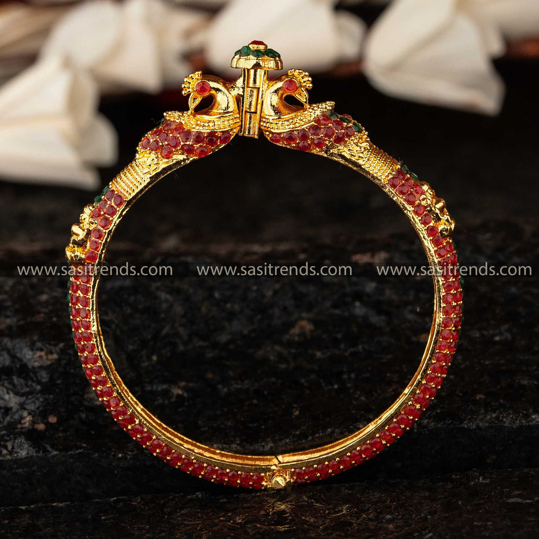 Festive Peacock Lakshmi Wedding Kada Bangle