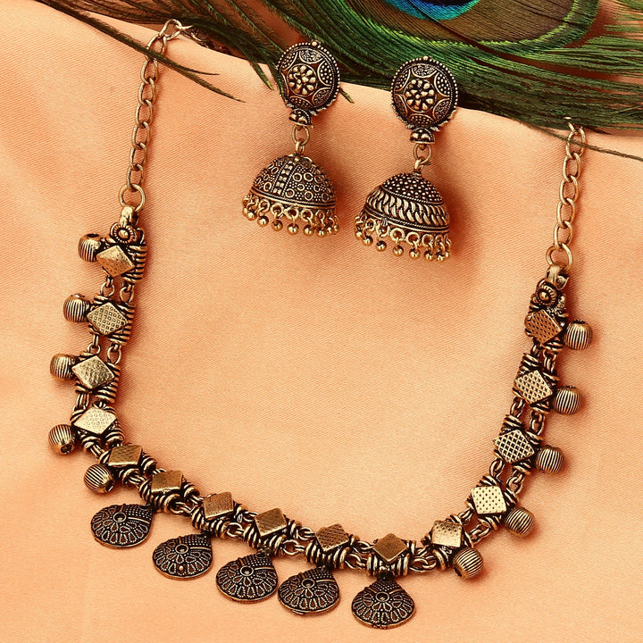 Latest Oxidised Antique Gold Plated Jhumka Earrings Jewellery Set Sasitrends 