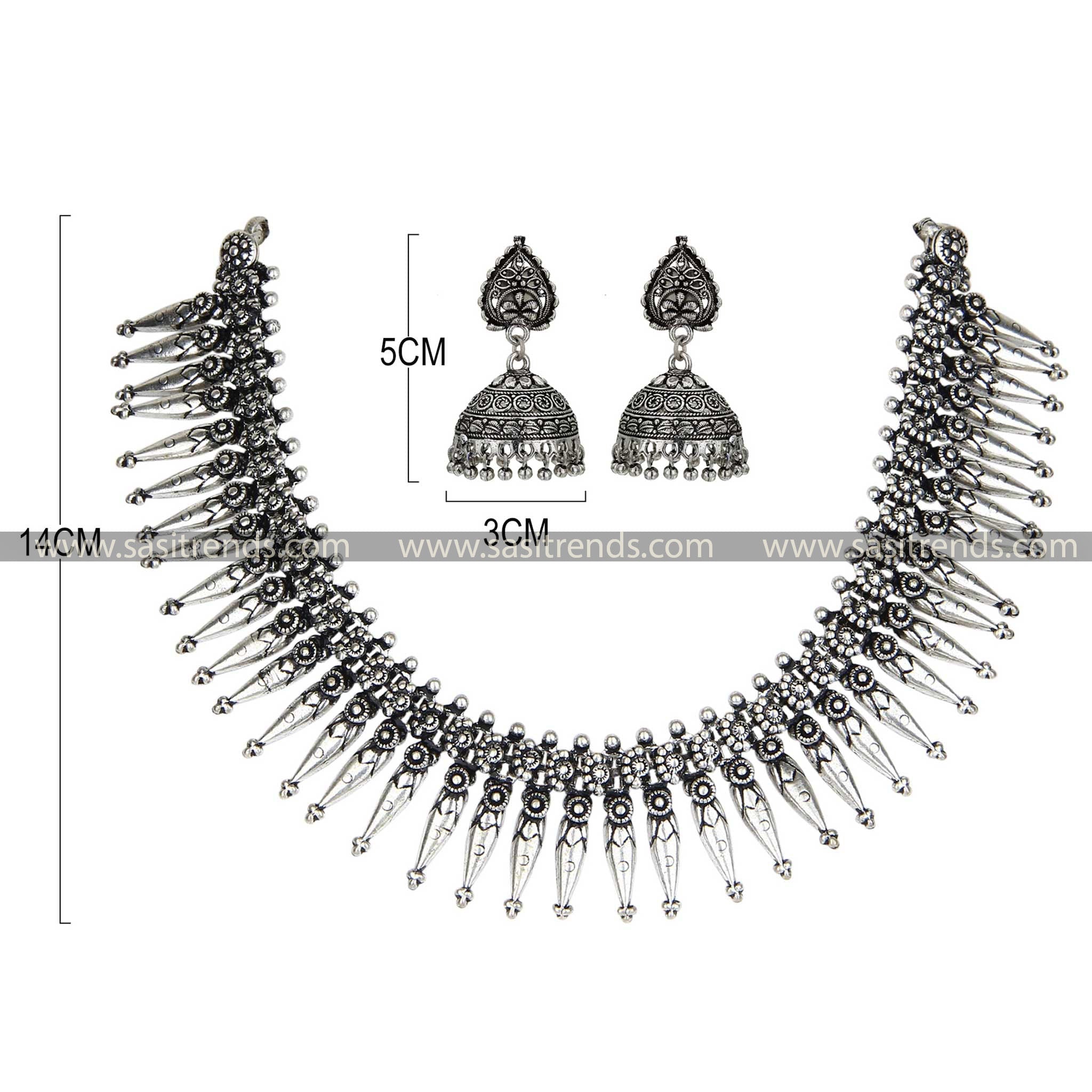 Handcrafted oxidised silver adornment with tribal choker and earrings set 