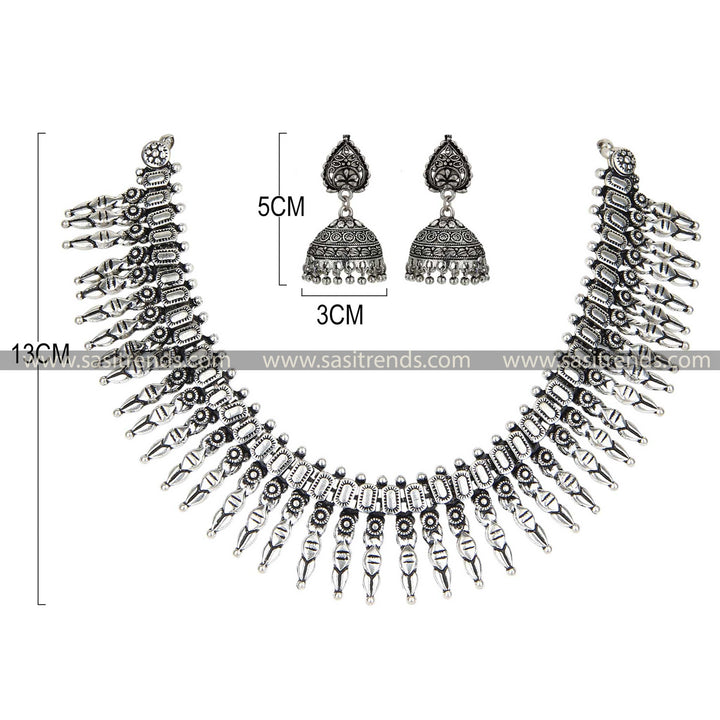 Spiral motif oxidised jewellery set embracing traditional craftsmanship 