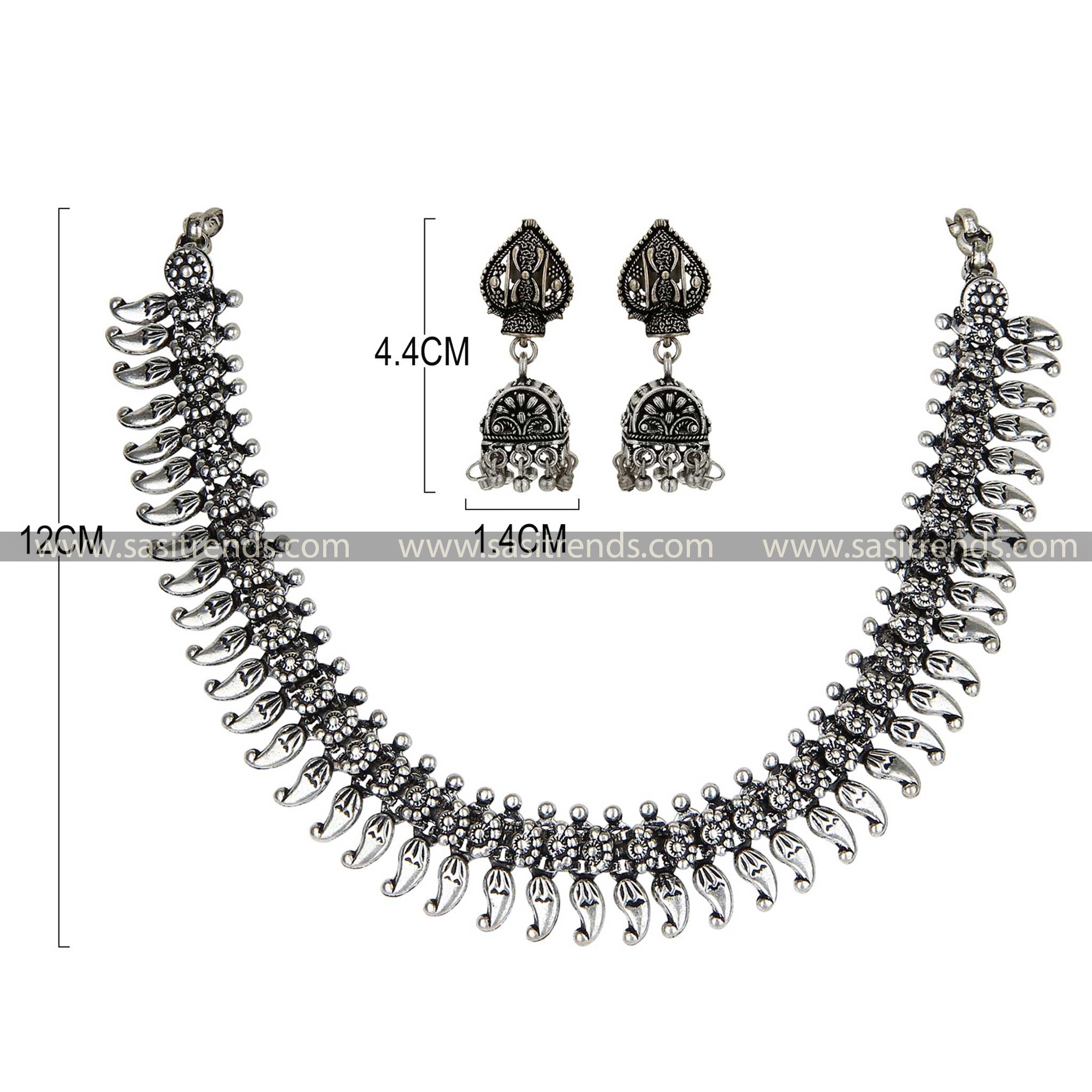 Floral accented oxidised jewellery set, perfect for ethnic attire 