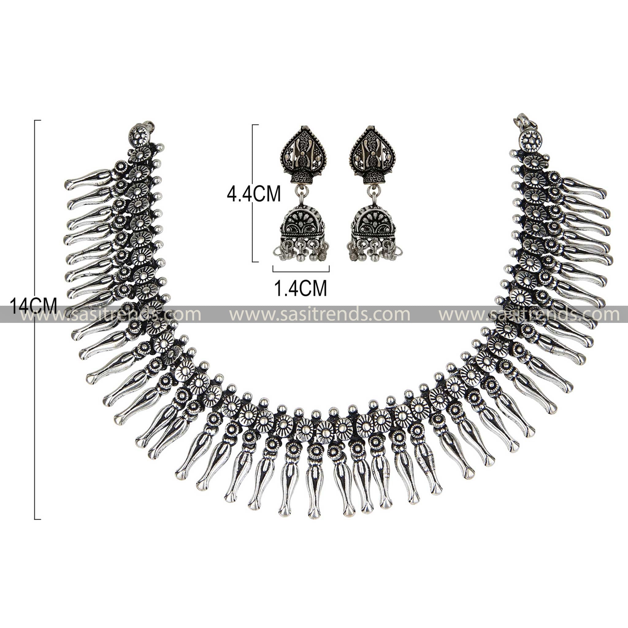 Geometric pattern oxidised jewellery set with a contemporary twist 