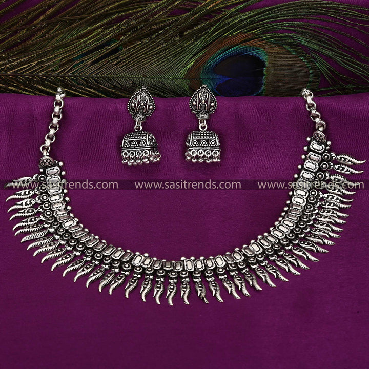 Oxidised traditional circle necklace set for ethnic fashion statements 