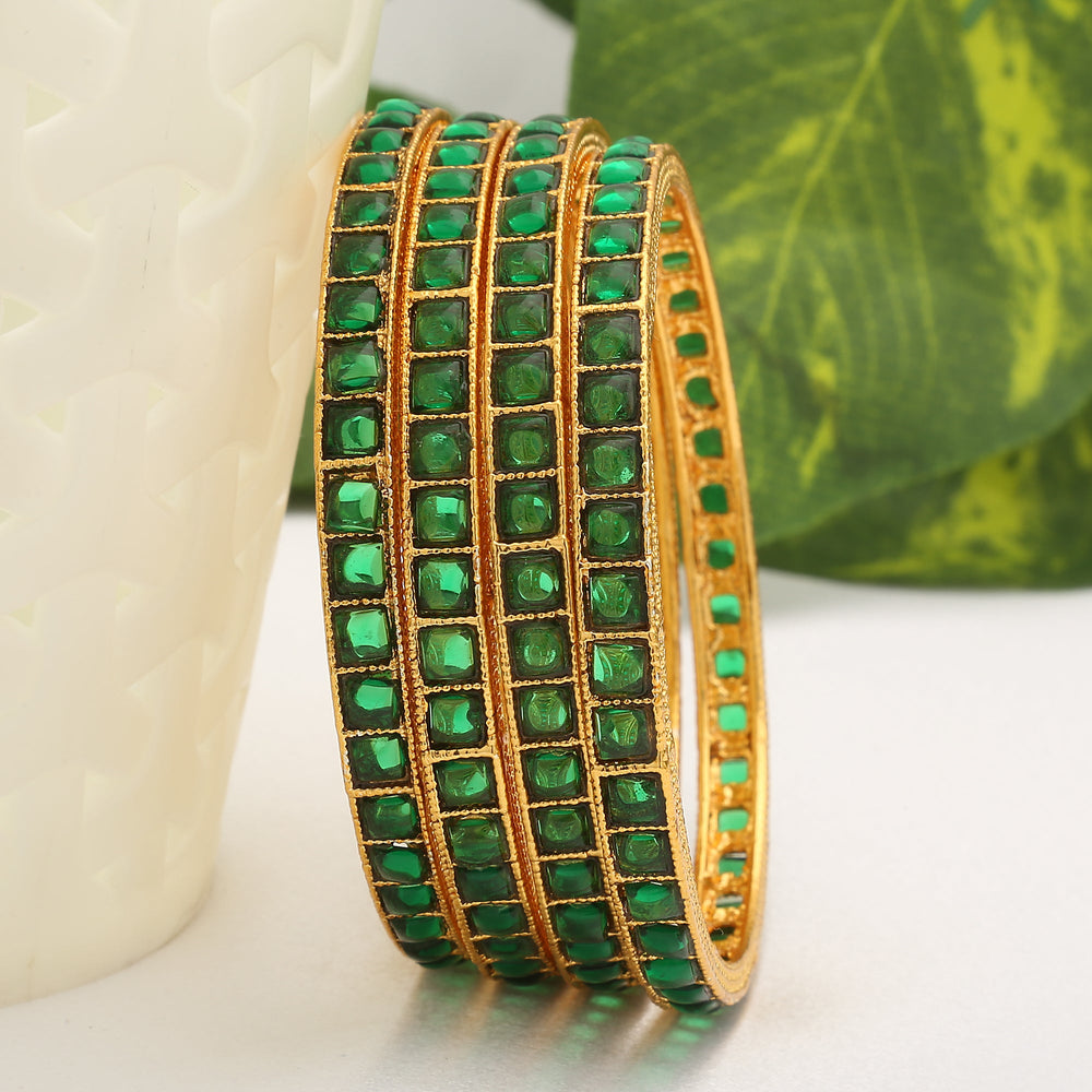 Green Stone Latest Antique Gold Bangles Sasitrends