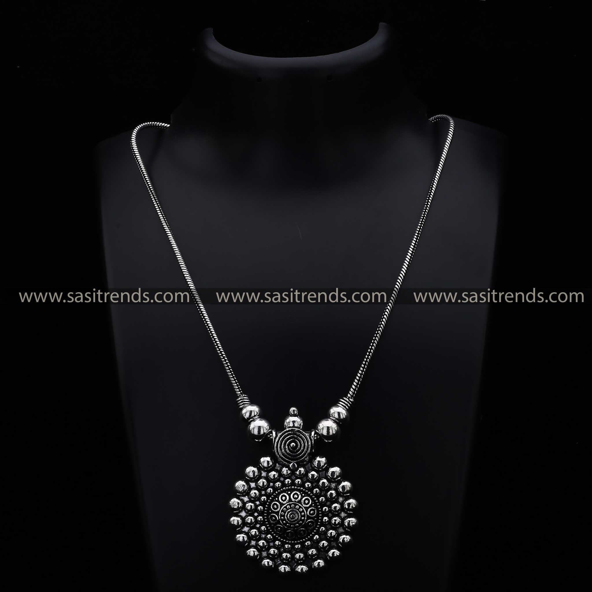 Latest Oxidised Circular Pendant Necklace Jewellery Navarathiri Best Collections