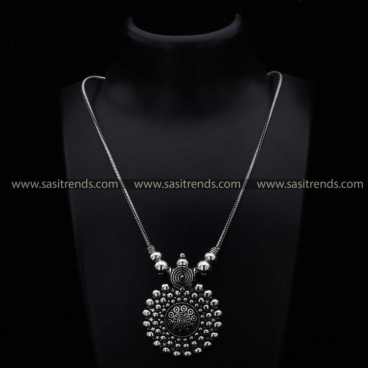 Latest Oxidised Circular Pendant Necklace Jewellery Navarathiri Best Collections