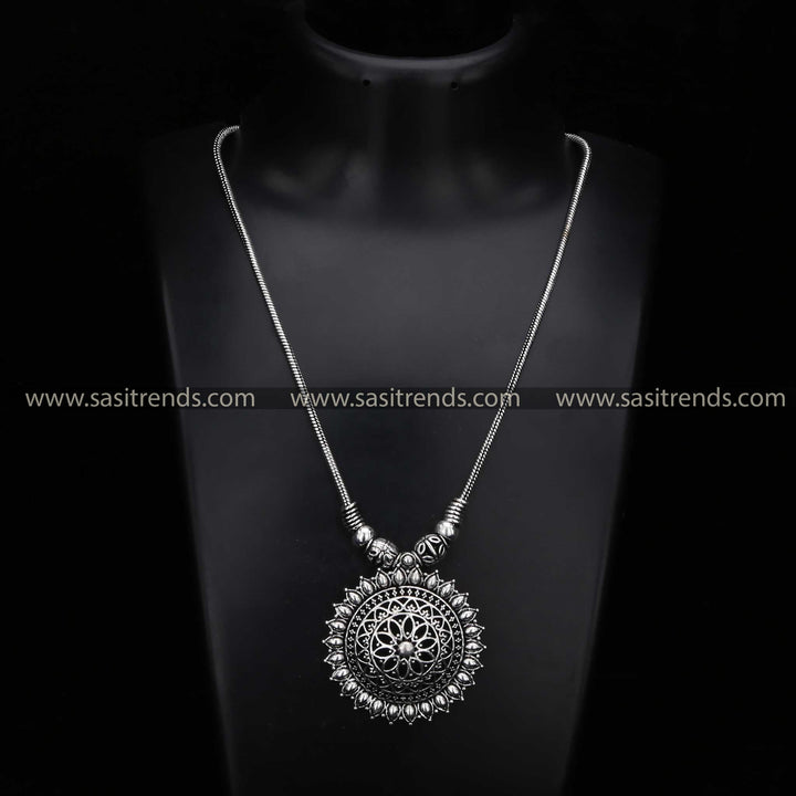 Enchanting Oxidised Silver Pendant Necklace Collection - Vintage Bohemian Elegance