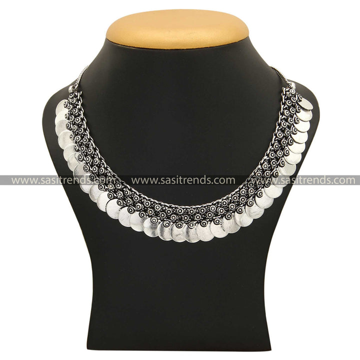 Latest Oxidisedd Full Coin Necklace Jewellery Navarathiri 