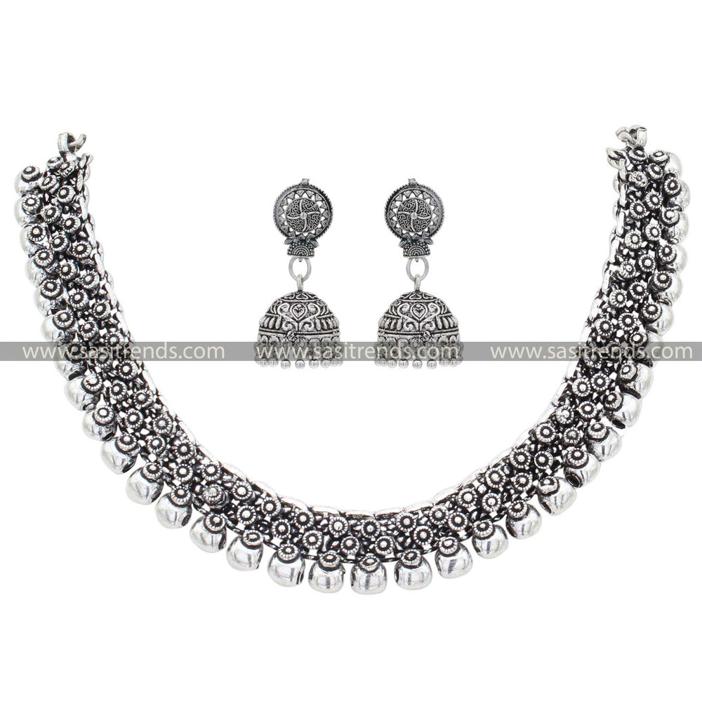 Signature Jhumka Design in Oxidised Silver Madhura Set