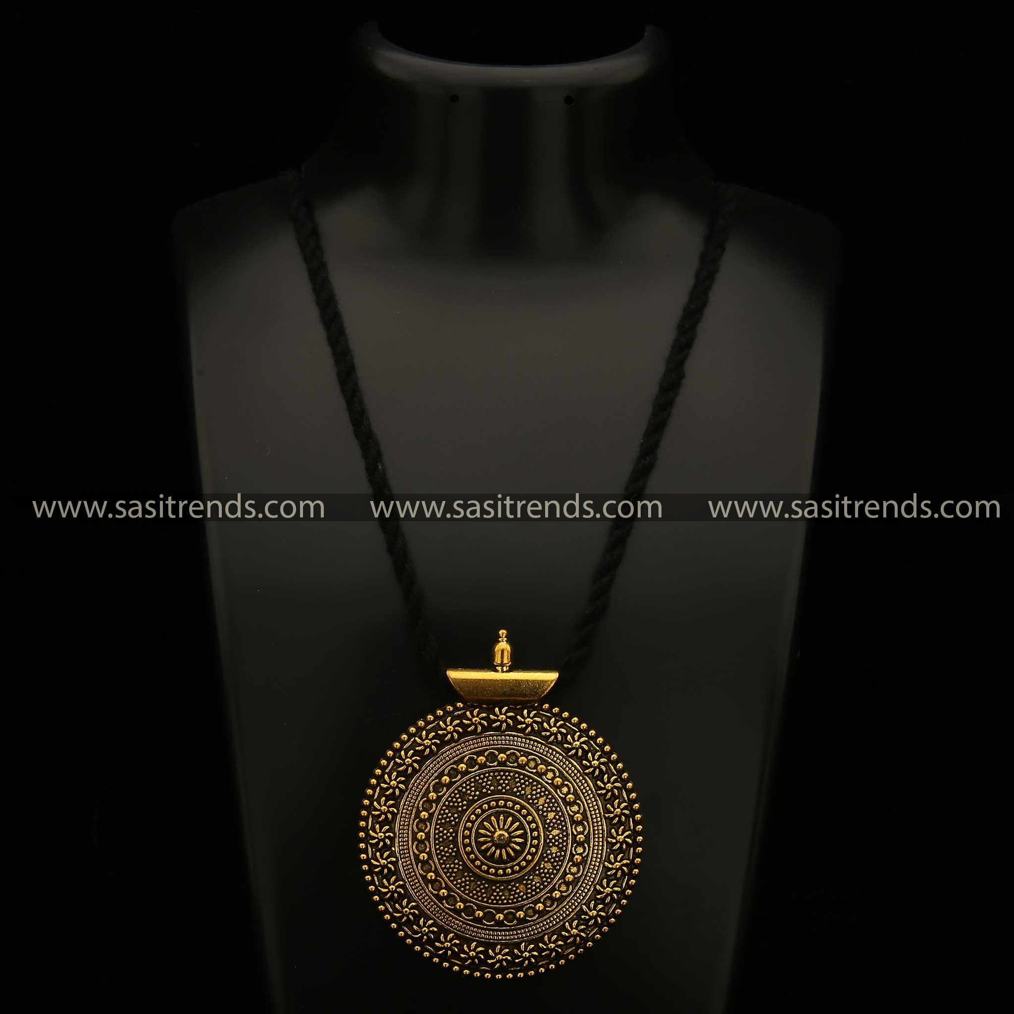 Antique Gold Pendant Necklace With Black Thread Navarathiri Special Sasitrends