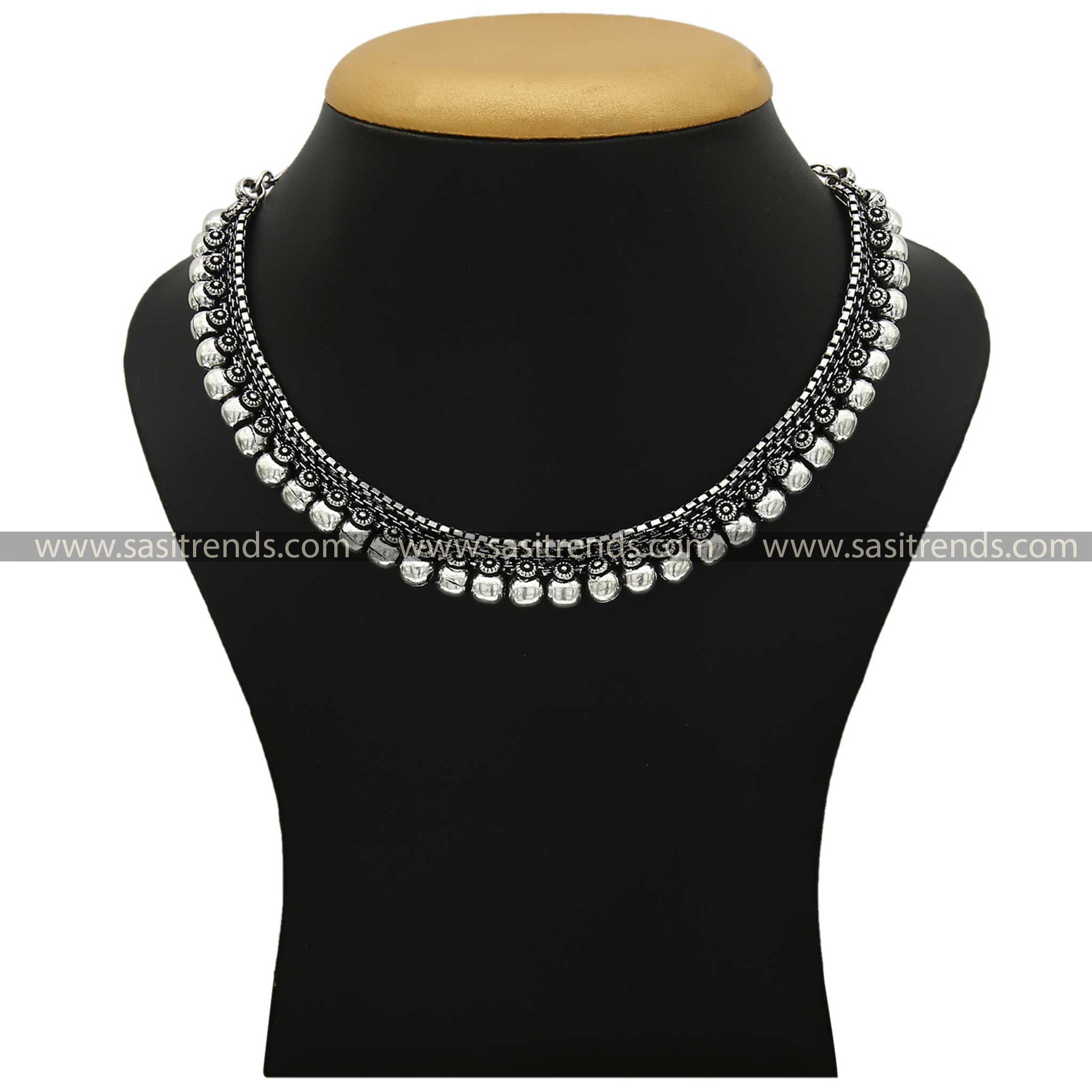 Timeless Aabharana Oxidised Silver Necklace in Classic Style Sasitrends