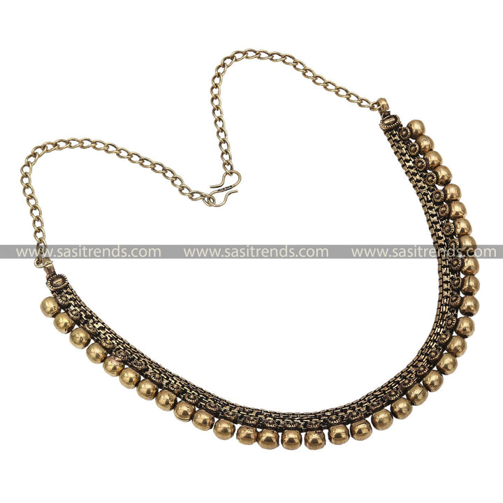 Vintage Oxidised Antique Gold Tone Necklace by Aabharana