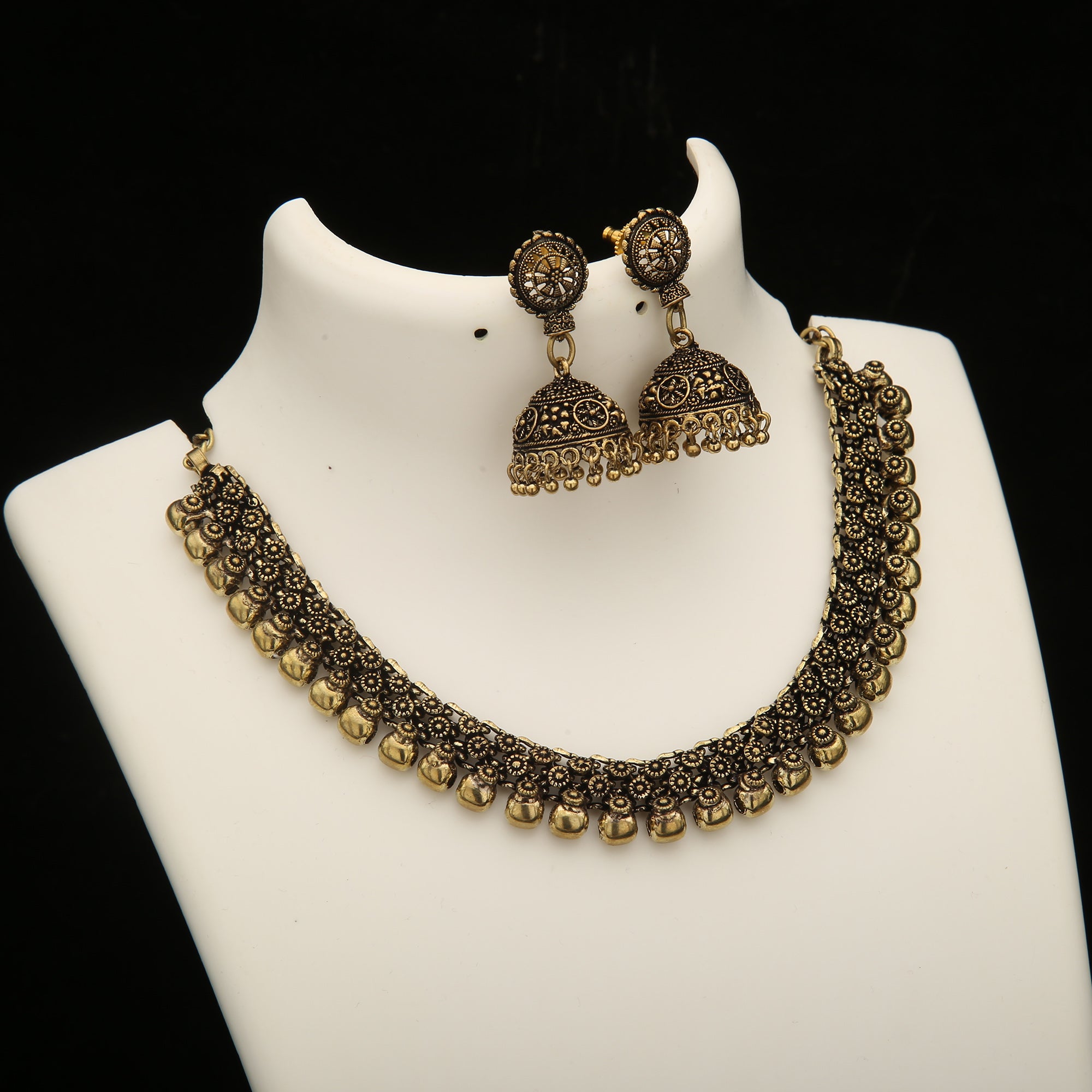 Oxidised Gold Necklace jewellery set