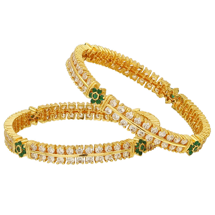 Traditional Micro Gold Plated American Diamond Bangles Online - New Arrival