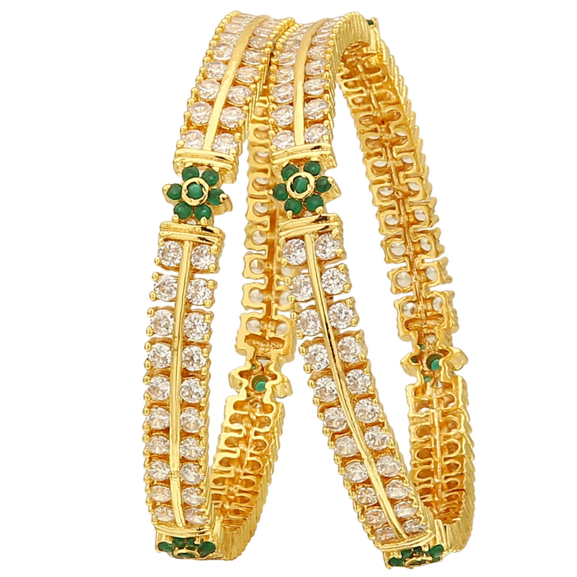 Traditional Micro Gold Plated American Diamond Bangles Online - New Arrival