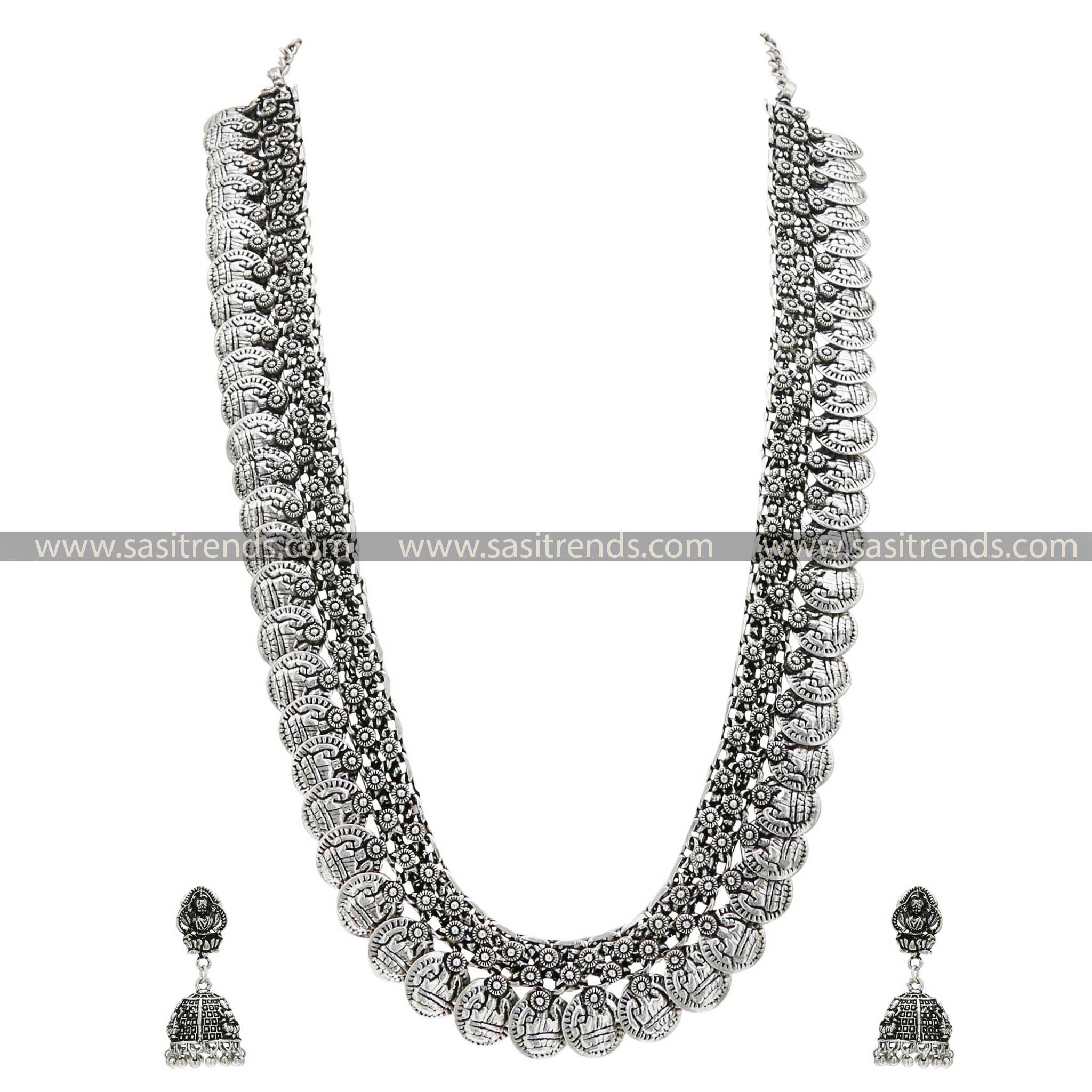 Latest Navarathiri Oxidised Long Jewellery Set Jhumka Earrings Online Shopping