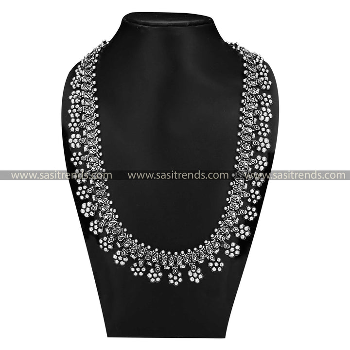 Latest Oxidised Long Necklace Flower Designer Jewellery Sasitrends