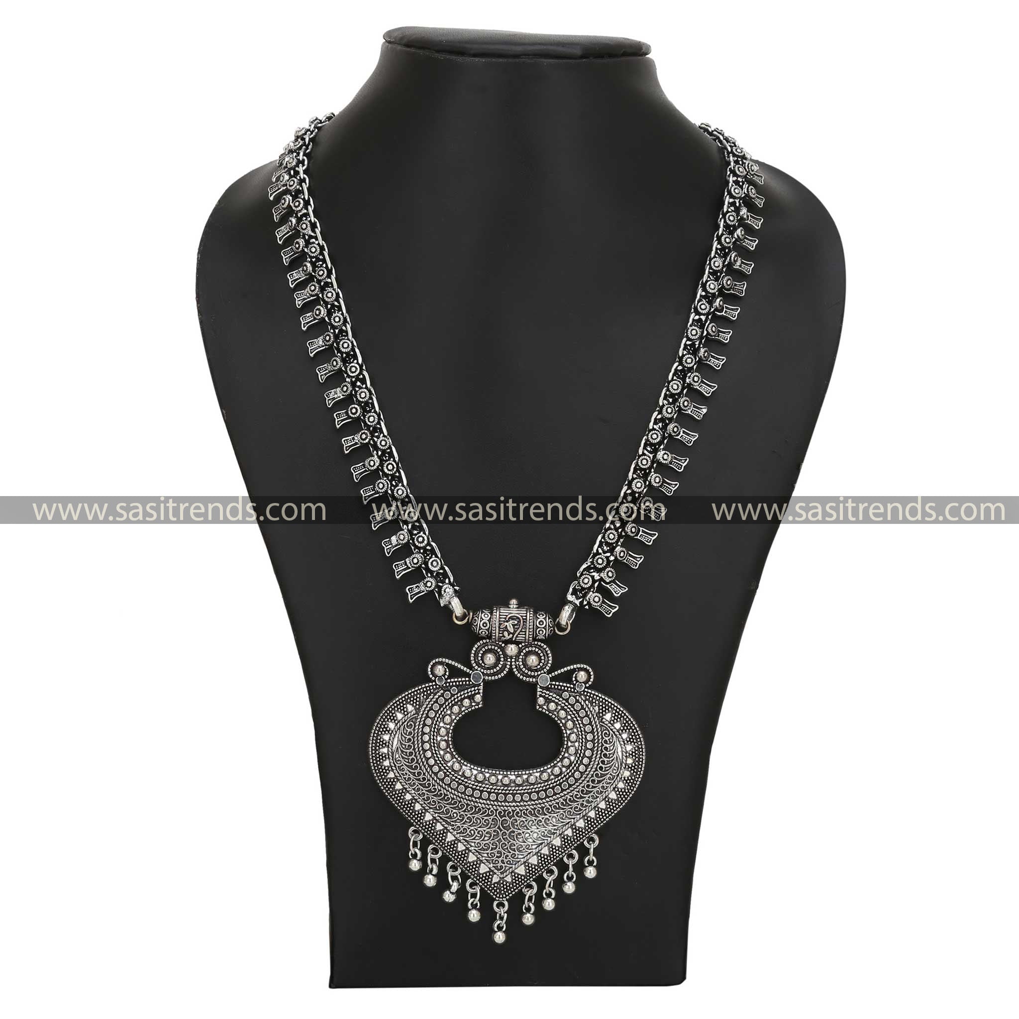 Trendy Oxidised Pendant Long Necklace Sasitreends Online Shopping