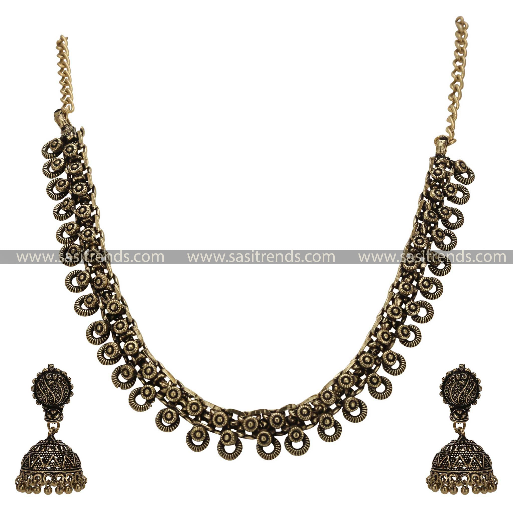 Sasitrends Traditional Tanvi Oxidised Choker Jewellery Set with Jhumka for Women & Girls - Sasitrends