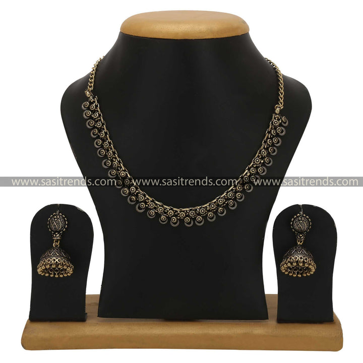 Oxidised Antique Gold Plated Navarathiri Special Jewellery Set