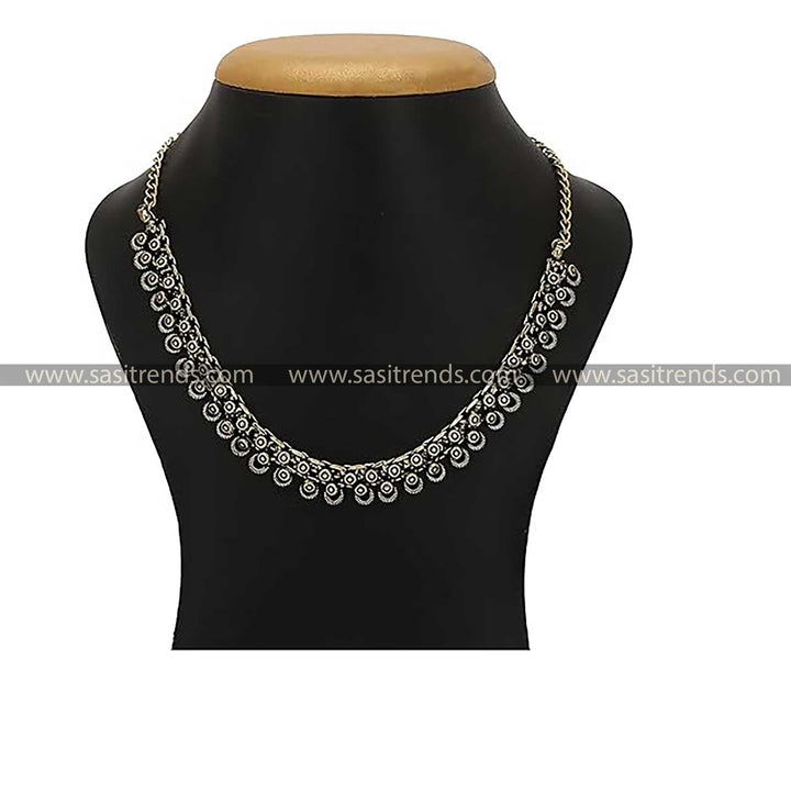 Tanvi Antique Gold Choker Necklace with Timeless Elegance Navarathiri Elegant Sasitrends Online