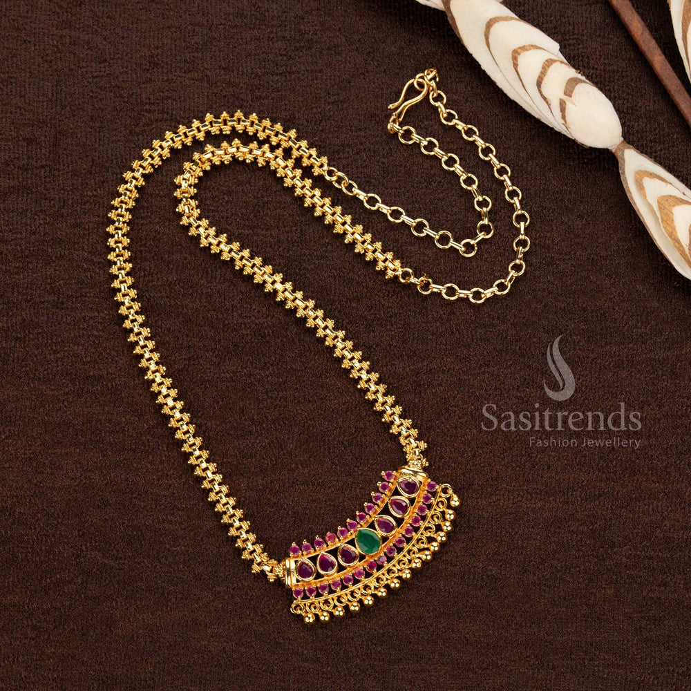 Tear drop stones pendant Gajiri necklace with micro gold plating for the latest traditional collection -  Sasitrends