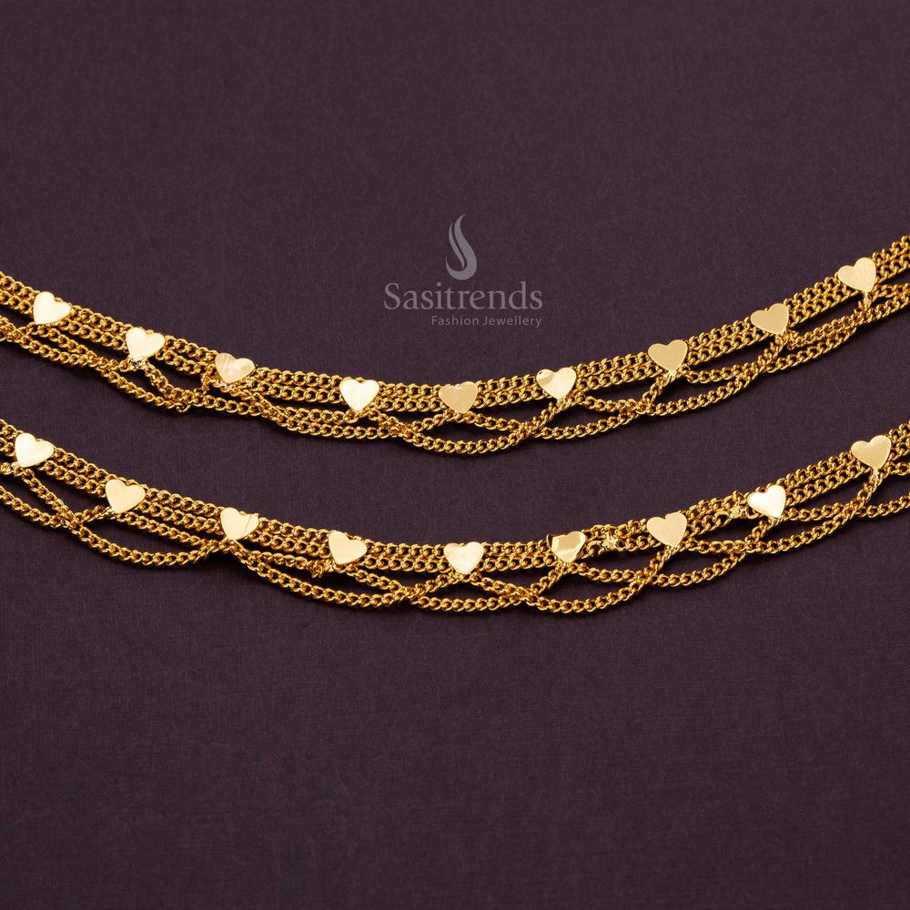 Micro Gold Plated Anklets with a sleek hanging chain design, perfect for weddings and festivals - Sasitrends