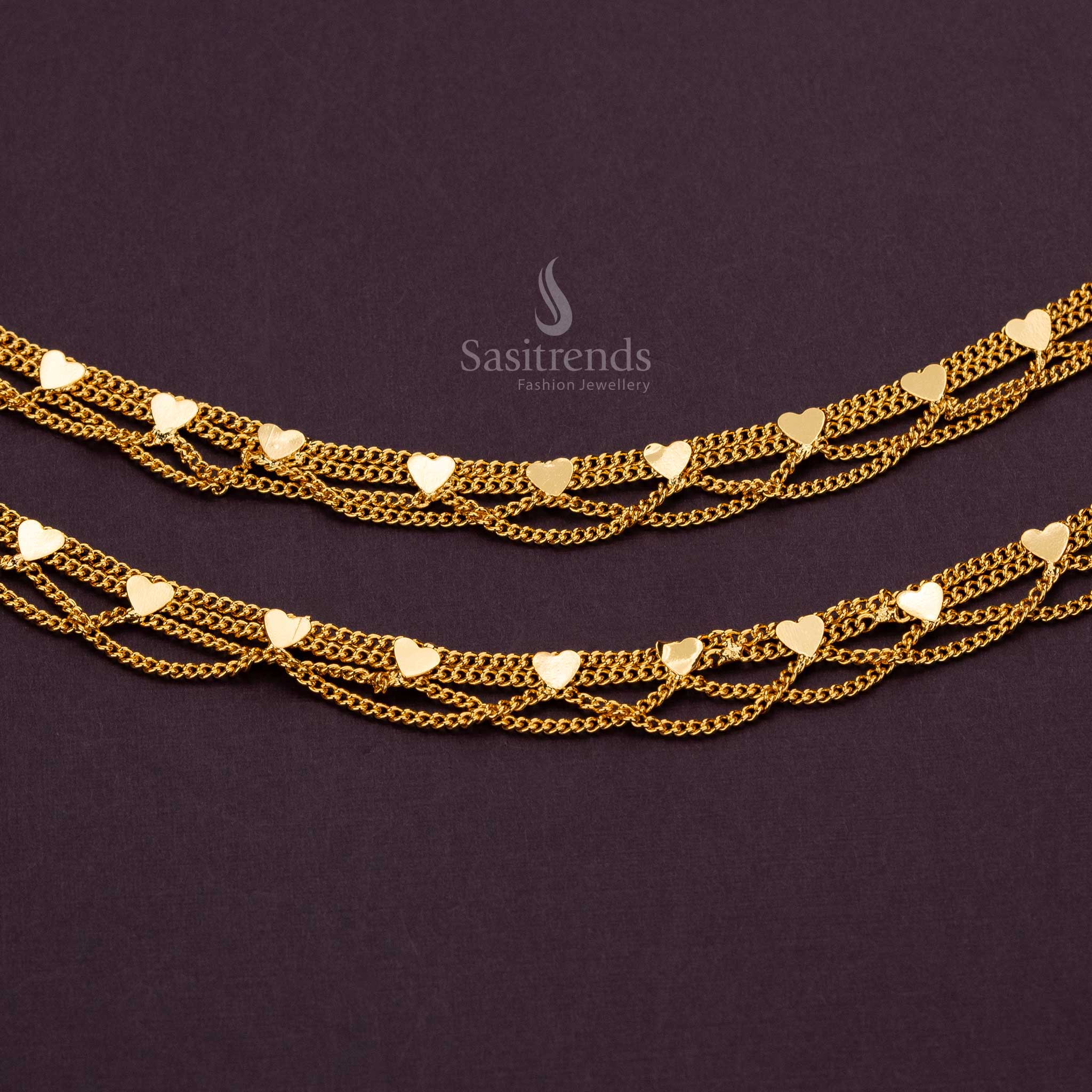 Micro Gold Plated Anklets with a sleek hanging chain design, perfect for weddings and festivals - Sasitrends