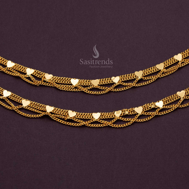 Micro Gold Plated Anklets with a sleek hanging chain design, perfect for weddings and festivals - Sasitrends