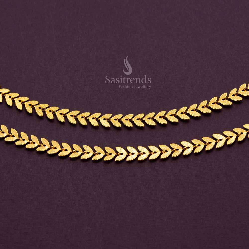 Exquisite micro gold plated double leaf payal anklets for women - Sasitrends