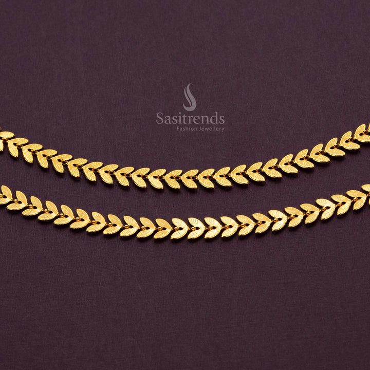 Exquisite micro gold plated double leaf payal anklets for women - Sasitrends