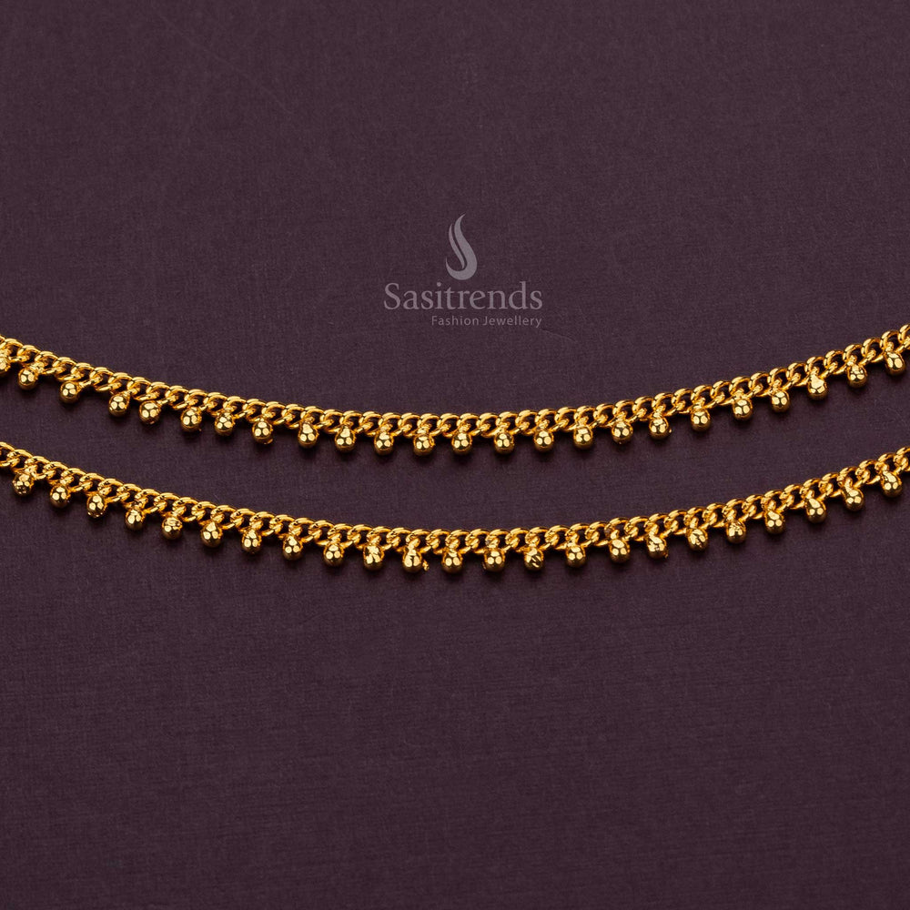 Close-up detail of micro gold plated anklets with lifetime guarantee - Sasitrends