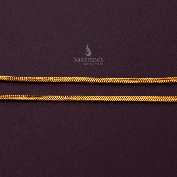 Elegant long 1 gram micro gold anklet, crafted from premium brass with a 24-carat gold finish - Sasitrends