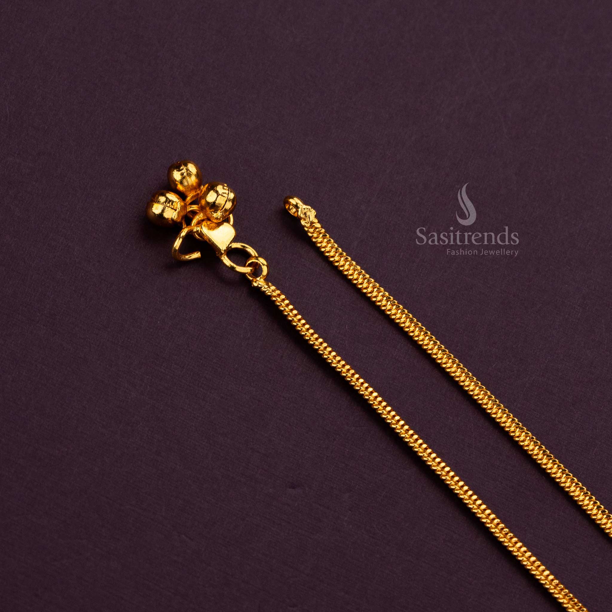 Understated thin gold anklet with lifetime guaranteed plating, ideal for weddings, festivals, and daily wear - Sasitrends