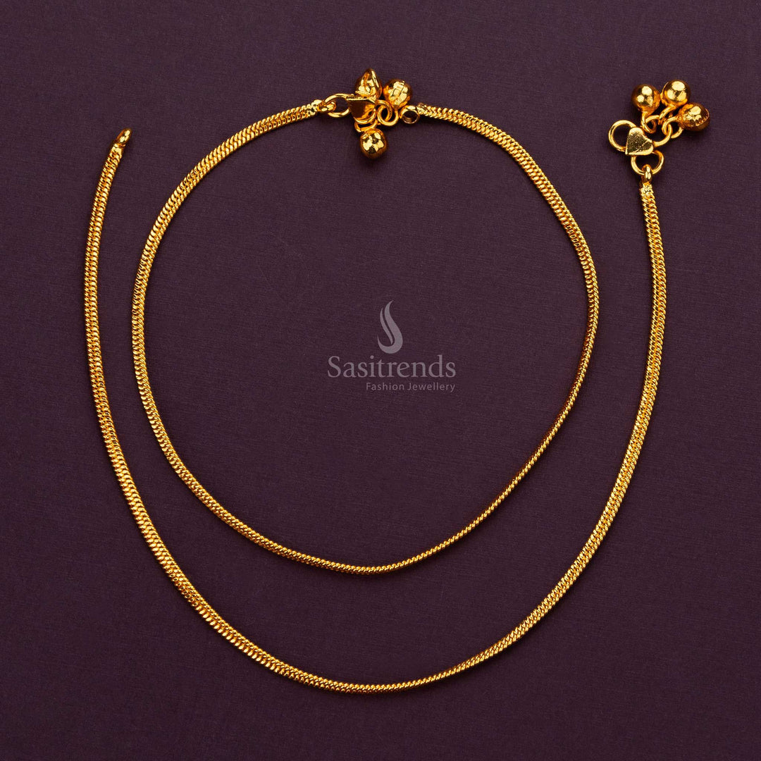 Thin 1 gram micro gold-plated anklet with a sleek design, perfect for daily wear or traditional occasions - Sasitrends