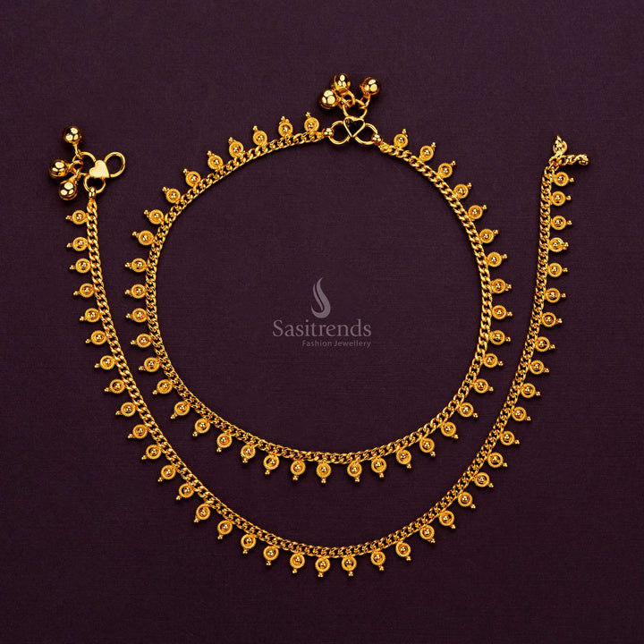 One gram micro gold-plated anklet with bead accents, perfect for weddings and daily wear - Sasitrends