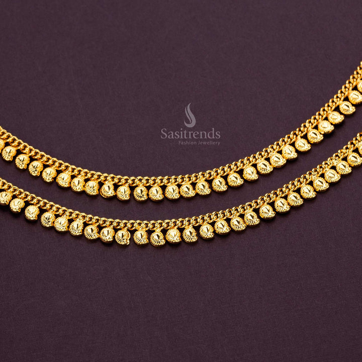 Elegant One gram micro gold-plated anklet with intricate mango pattern - Sasitrends