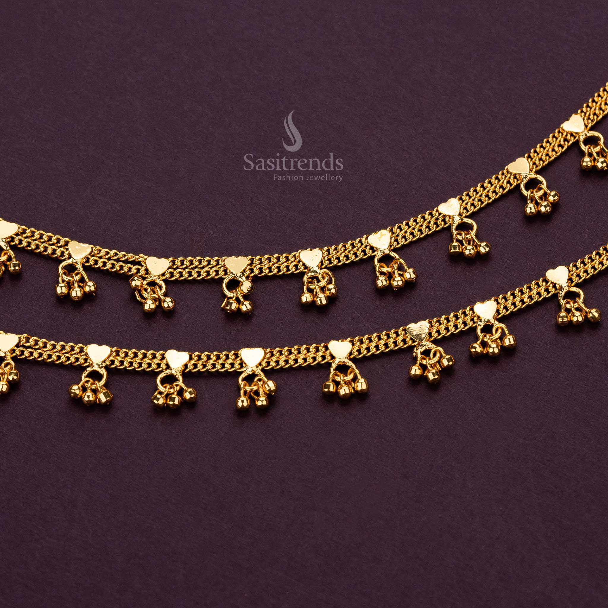 Guaranteed One Gram micro gold plated anklets for girls, daily wear - Sasitrends