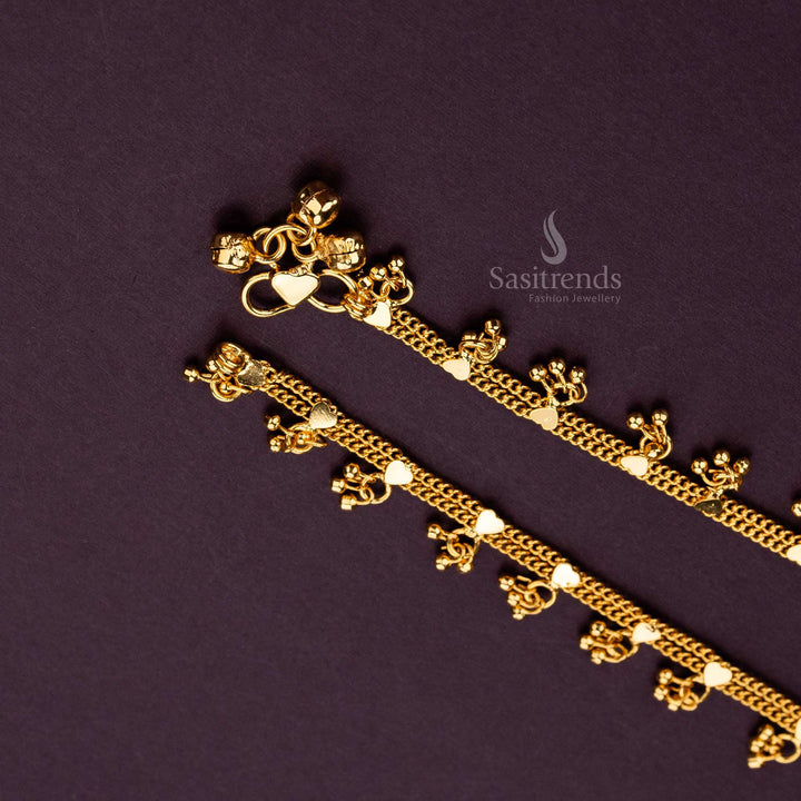 Micro gold anklet, versatile for casual and festive occasions with lifetime plating - Sasitrends