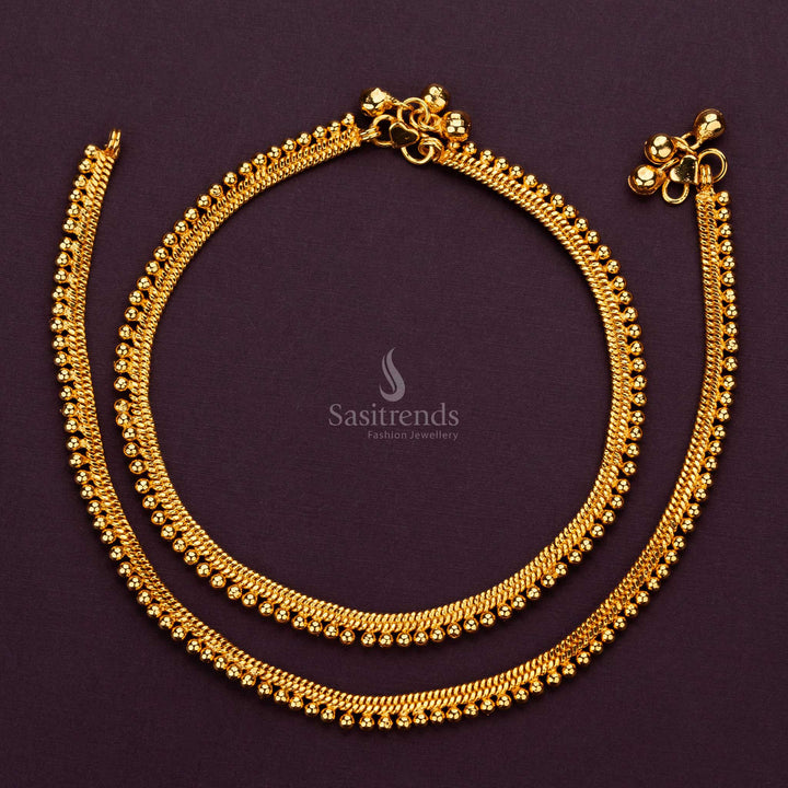 Sleek Micro Gold Plated Beads Anklets , Perfect for Everyday Wear - Sasitrends