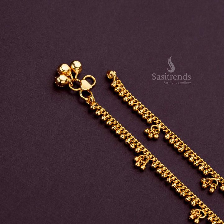 Micro gold plated beaded anklets for women, crafted with premium quality brass for a real gold finish - Sasitrends