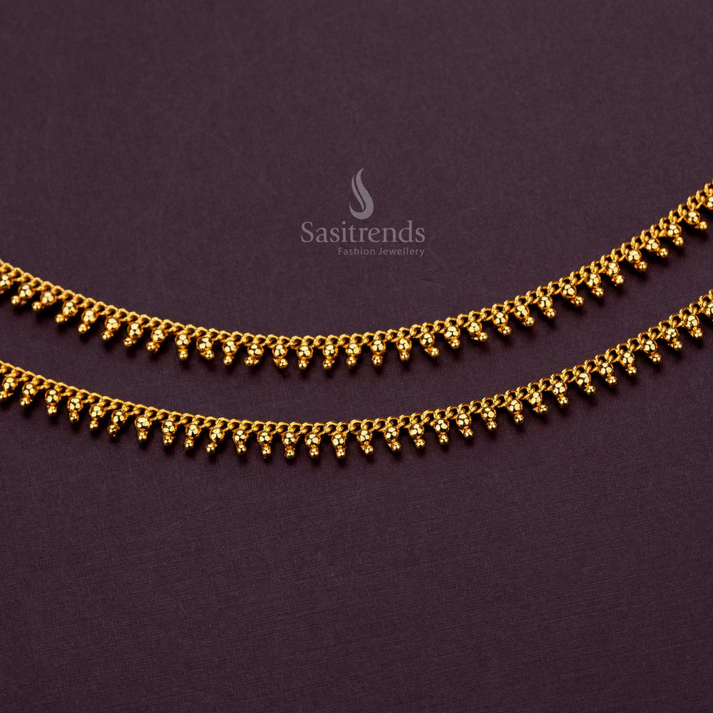 Elegant Kolusu anklet in one gram gold plating, perfect for weddings and festivals - Sasitrends