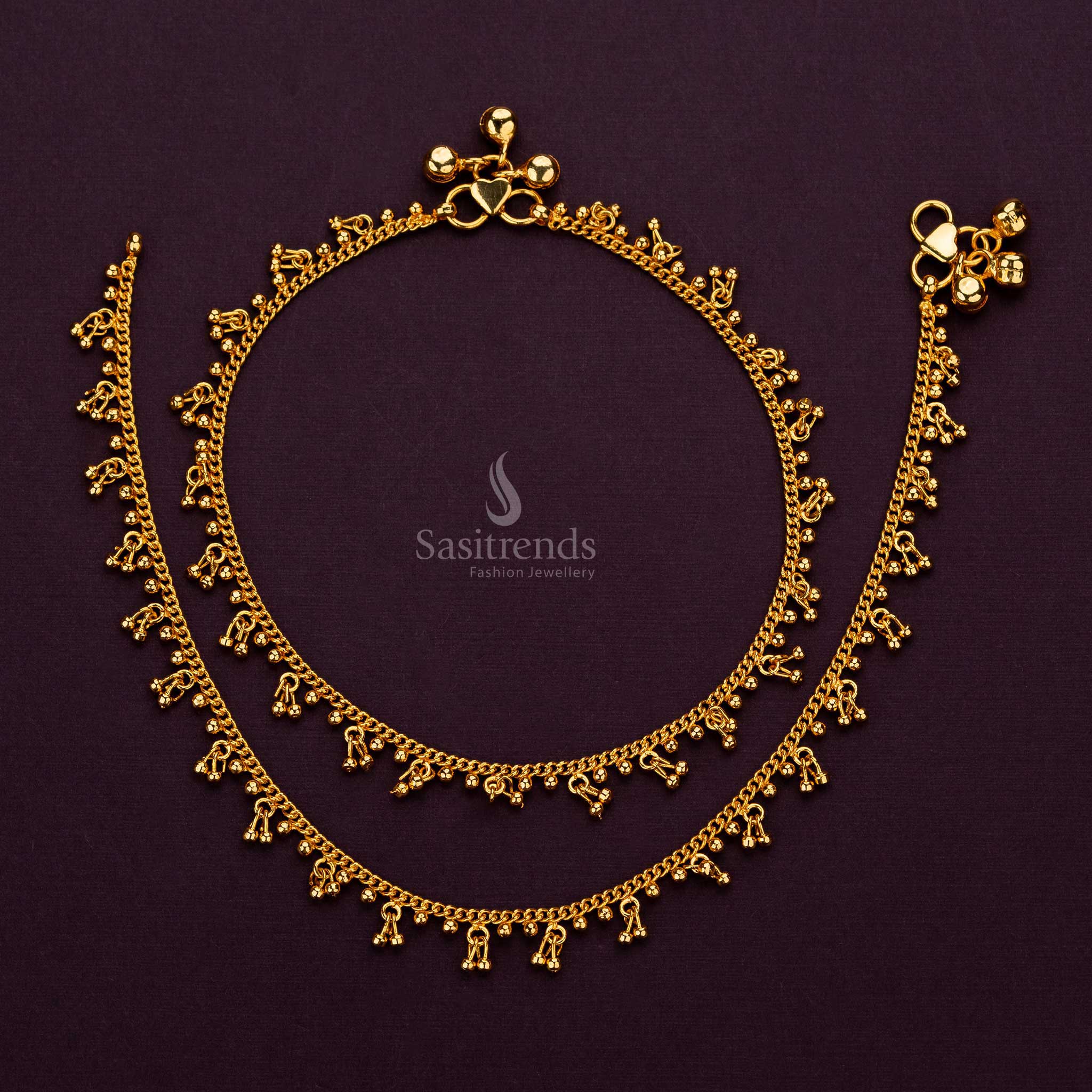 Elegant Micro Gold Anklet with beaded design for daily wear - Sasitrends