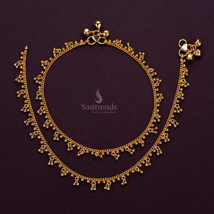 Elegant Micro Gold Anklet with beaded design for daily wear - Sasitrends