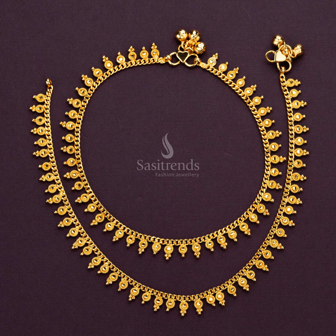 Traditional gold plated anklets showcasing intricate craftsmanship - Sasitrends