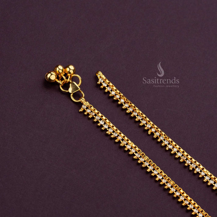 One gram micro gold plated small stone stud guaranteed anklets sasitrends