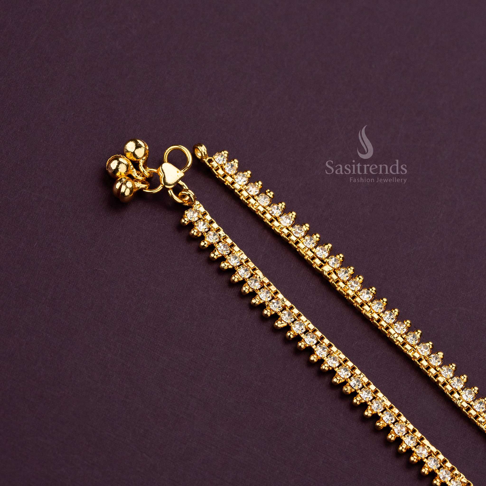 Modern wear micro gold plated big stone stud anklets sasitrends online shopping