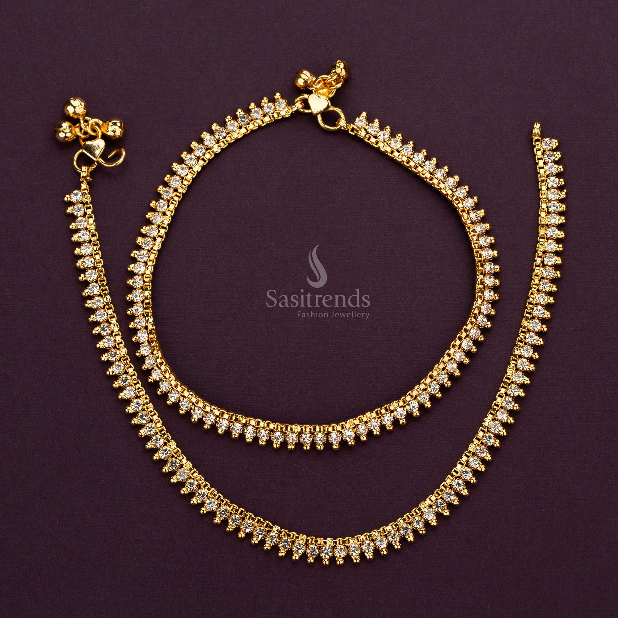 Traditional guaranteed micro gold plated big stone stud payal ankltes sasitrends