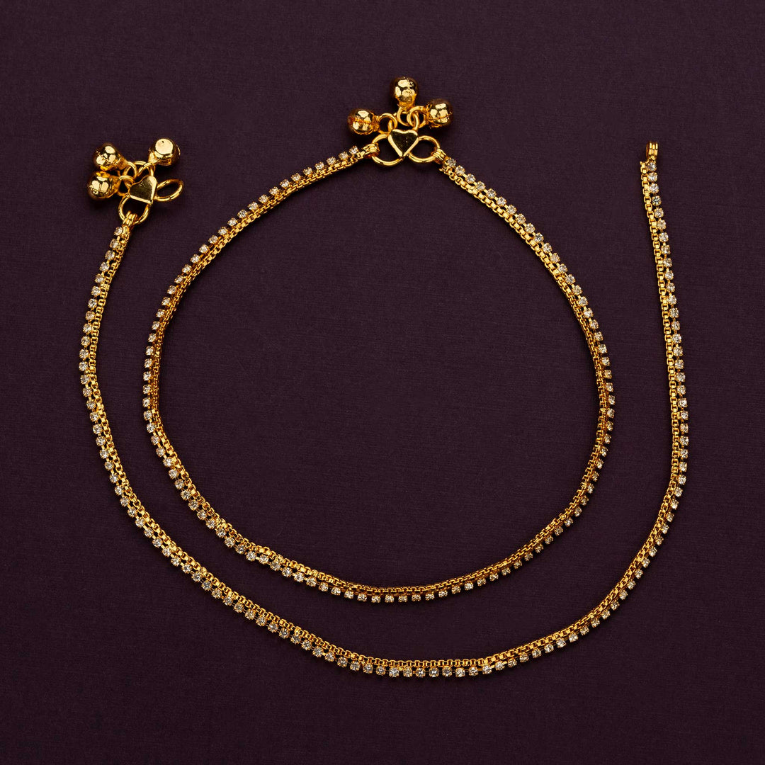 Stunning micro gold anklets with square shaped stones for elegance - Sasitrends