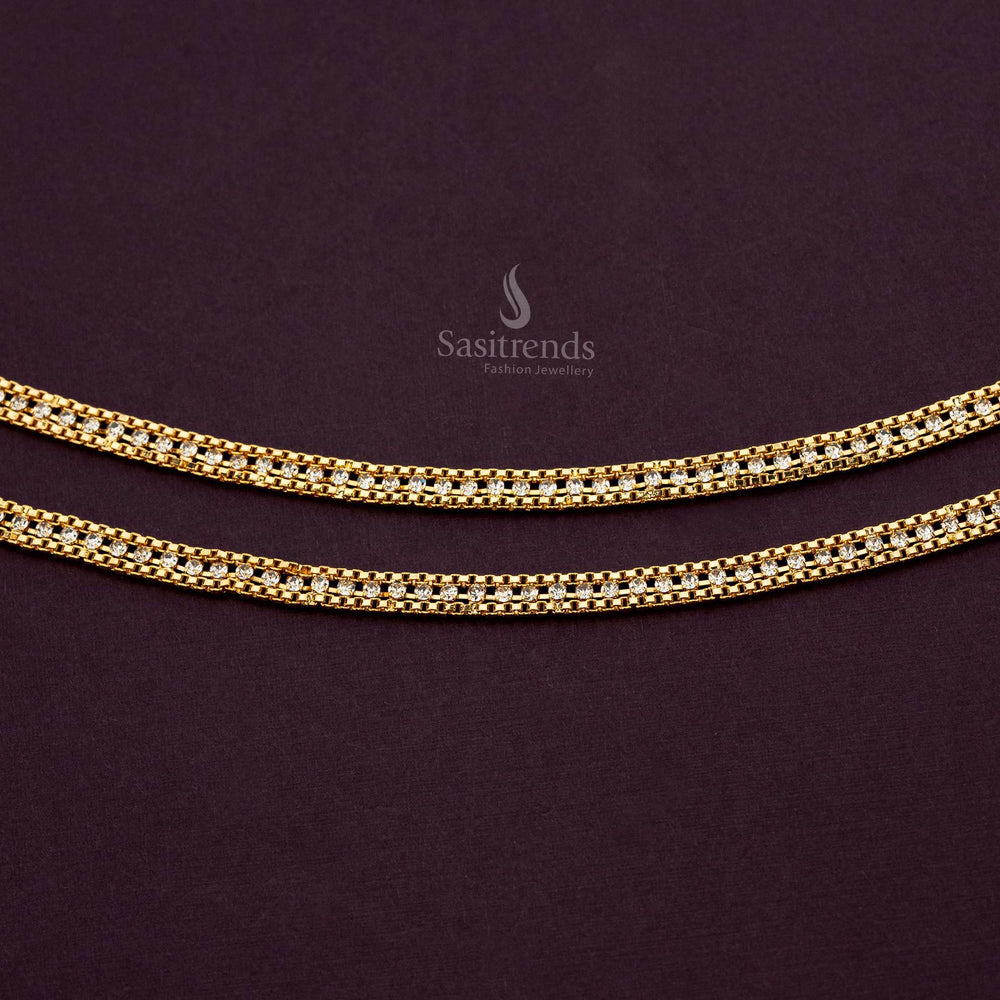 Micro Gold-plated anklet with stones for casual or formal outfits - Sasitrends 